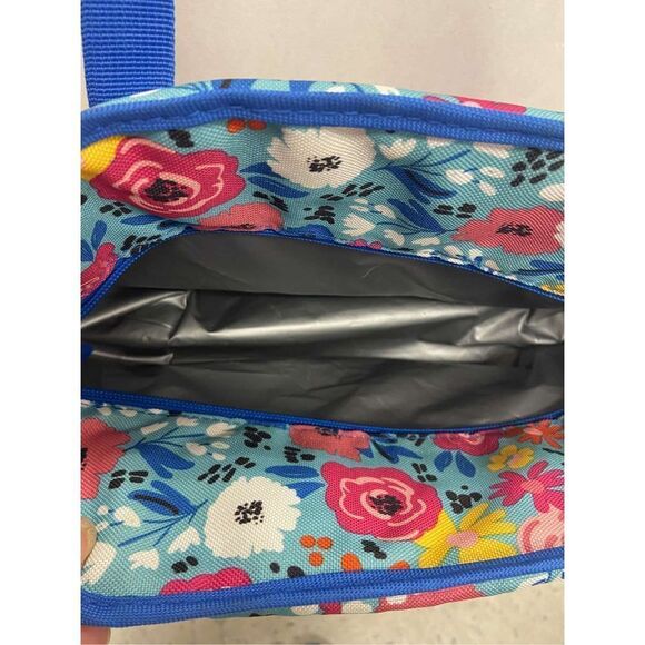 Blue flowers lunch tote 14x8” zipper insulated bag - Picture 5 of 7